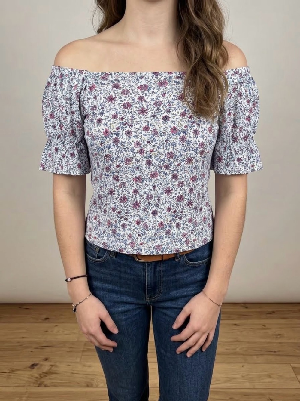LOFT Outlet Floral Off-the-Shoulder Flutter Sleeve Top - Size XS